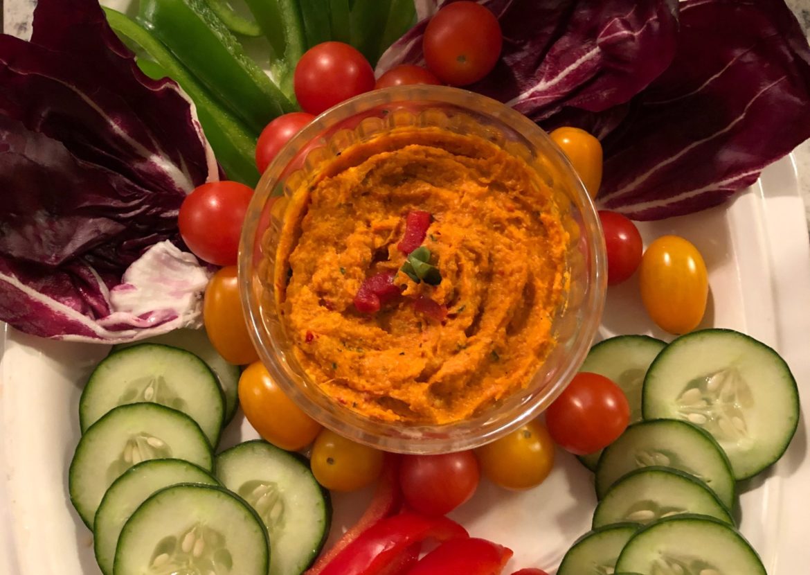 IMG_3470 Romesco Red Pepper Dip Recipe Serving Suggestion